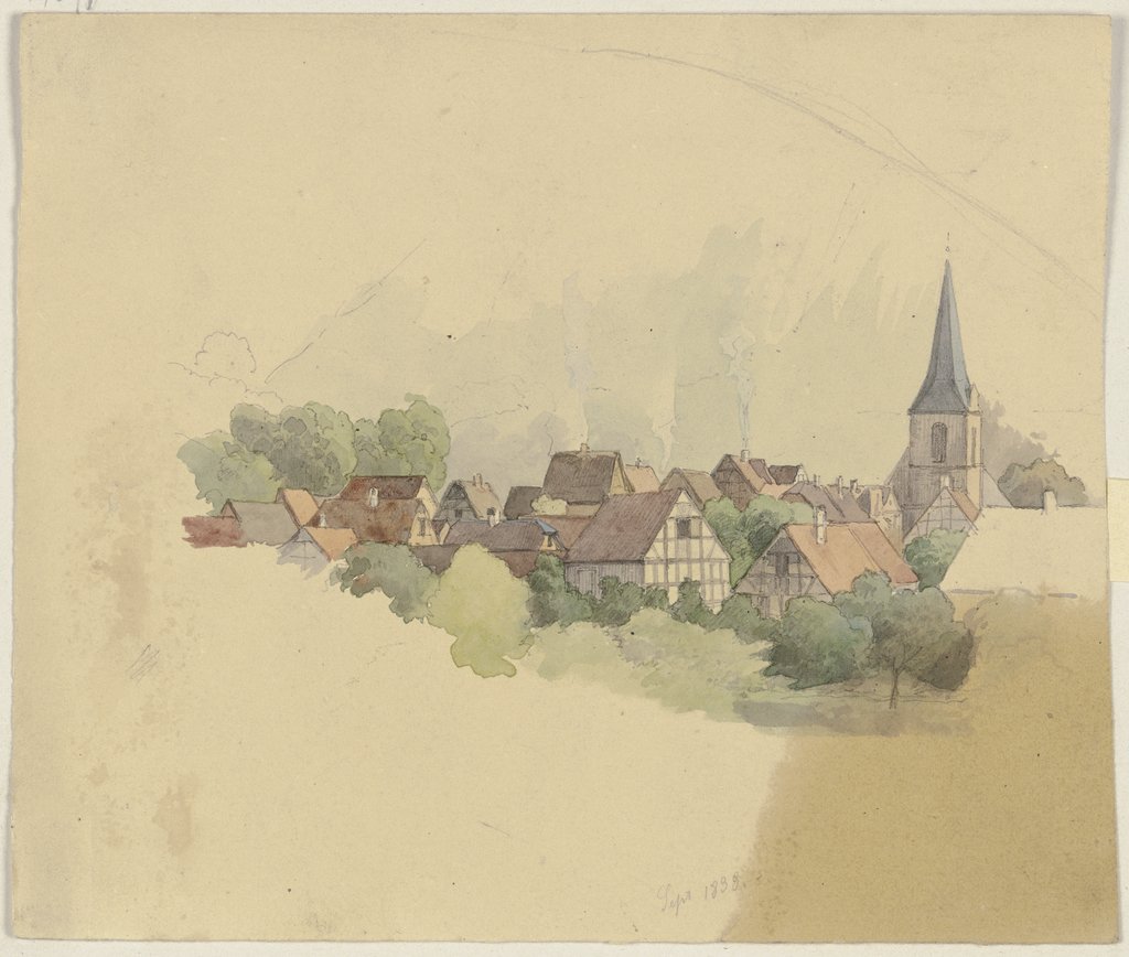 Village with church, Jakob Becker
