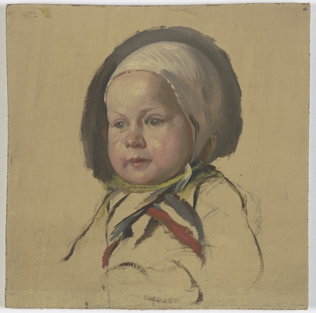 Kleines Kind mit weißem Häubchen, Jakob Becker