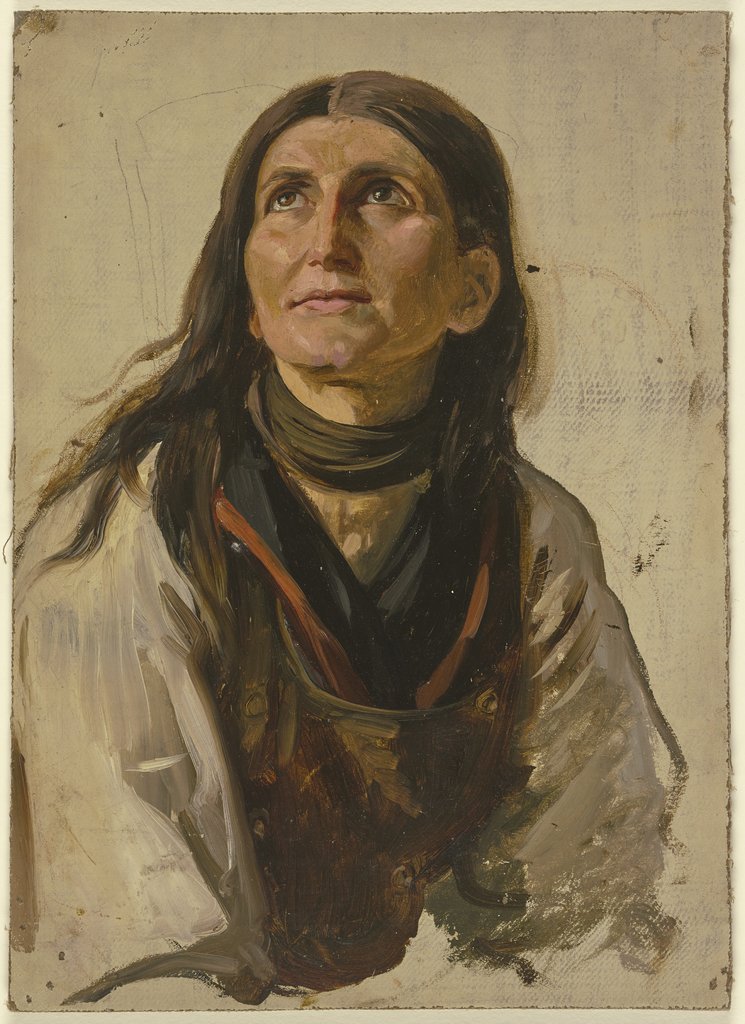 Bildnis einer lächelnden Bäuerin mit offenem Haar, Jakob Becker