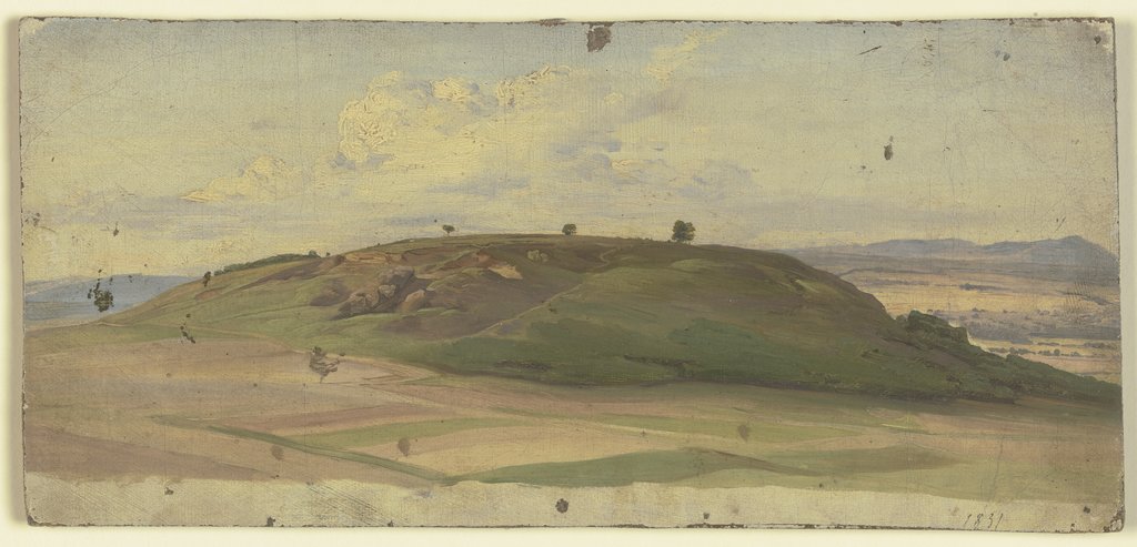 Hill with field and meadow, Jakob Becker