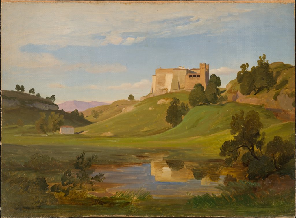 Italienische Landschaft mit breitem Tal und Kastell, Eduard Wilhelm Pose