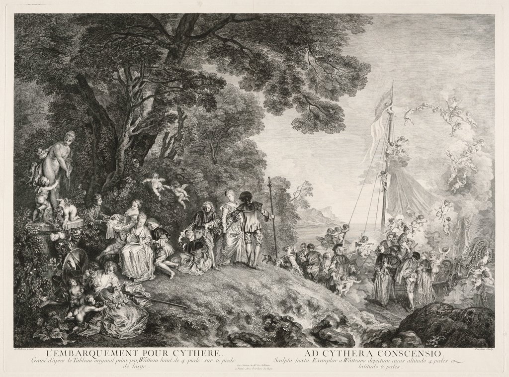 Einschiffung nach Kythera, Nicolas Henri Tardieu, nach Jean-Antoine Watteau