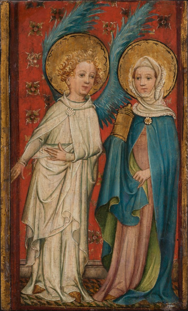 Der Engel und Maria Magdalena am Grabe, Älterer Meister der Aachener Schranktüren