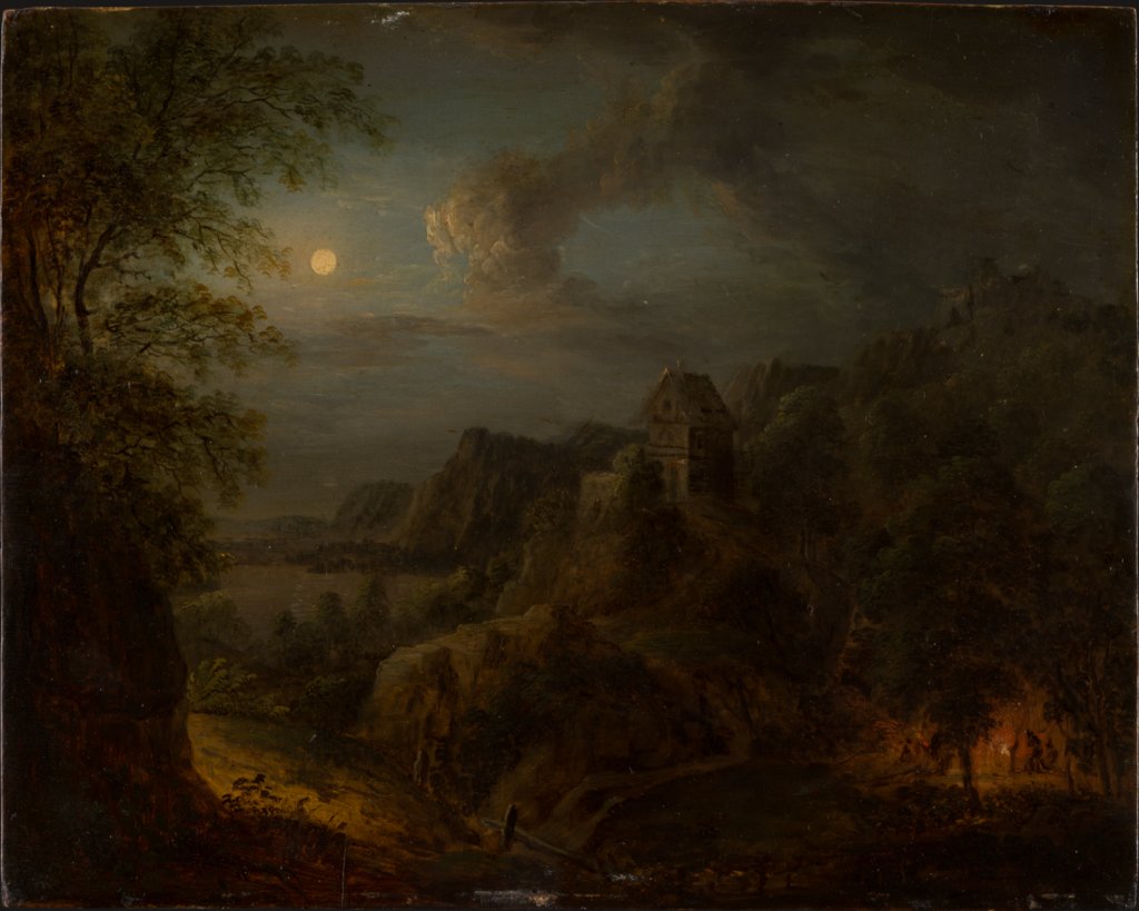 Nächtliche Landschaft bei Vollmond, Johann Georg Trautmann
