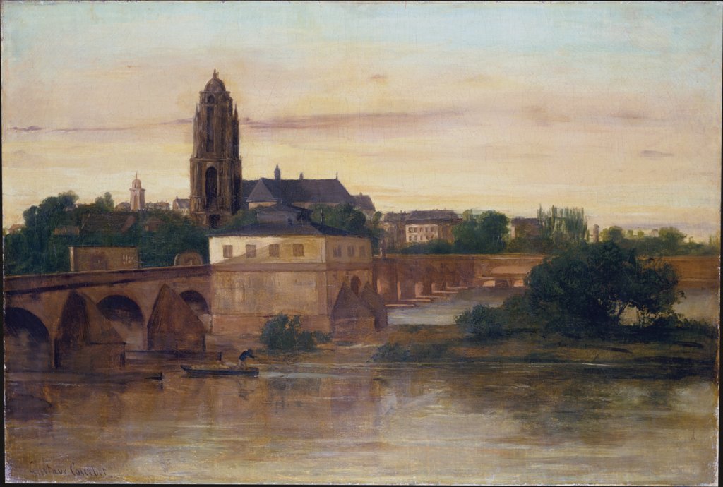 Blick auf Frankfurt am Main mit der Alten Brücke von Sachsenhausen her, Gustave Courbet