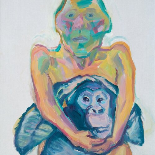 Selbstporträt mit Affen (Geliebte Vorväter), Maria Lassnig