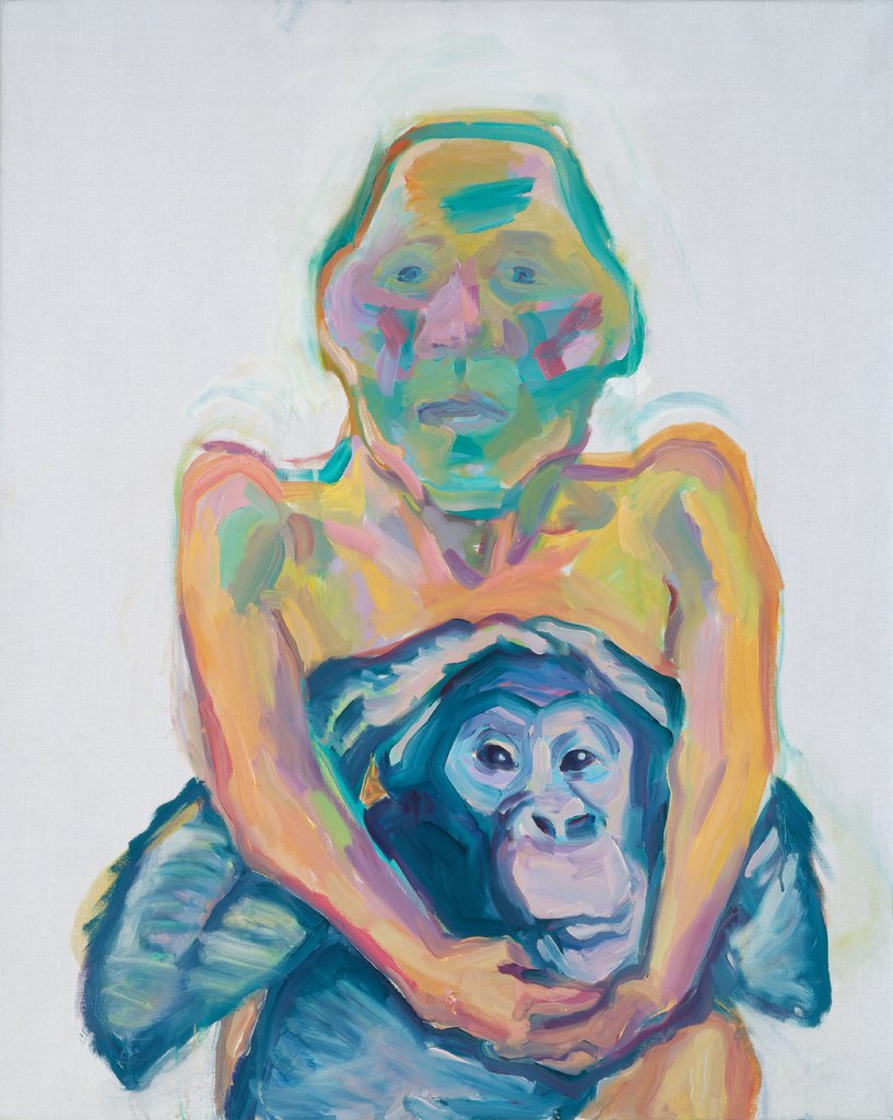 Selbstporträt mit Affen (Geliebte Vorväter), Maria Lassnig