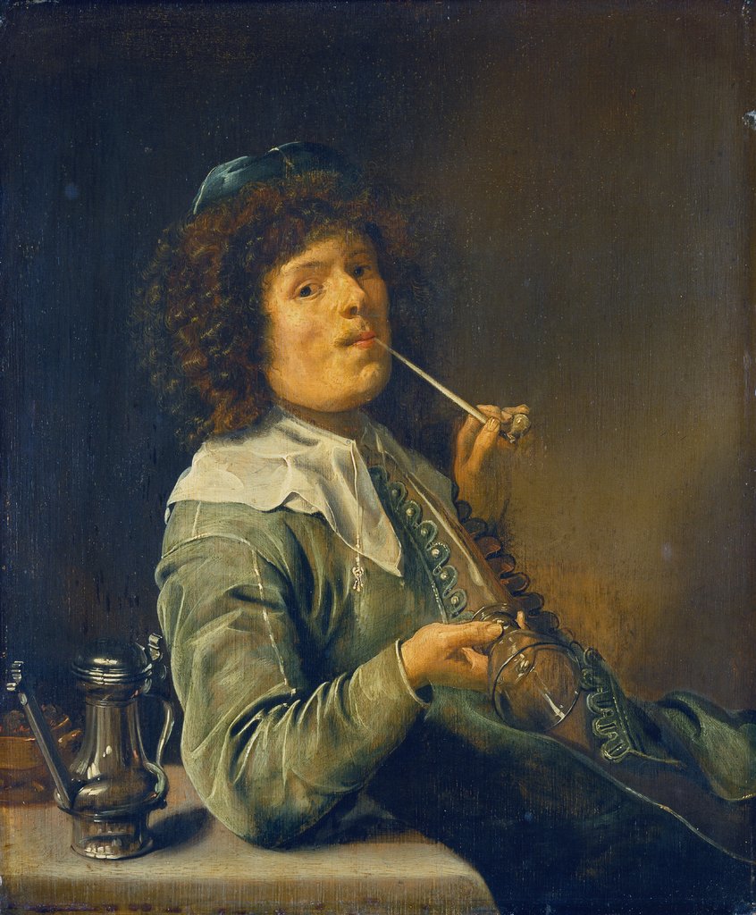 Rauchender Mann mit leerem Weinglas, Jan Miense Molenaer