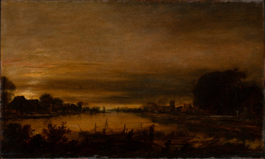 Landschaft mit Kanal in der Abenddämmerung, Aert van der Neer