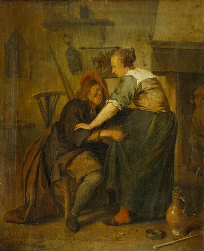 Wirtshaus mit Gast und Schankmagd ("Der aufdringliche Gast")