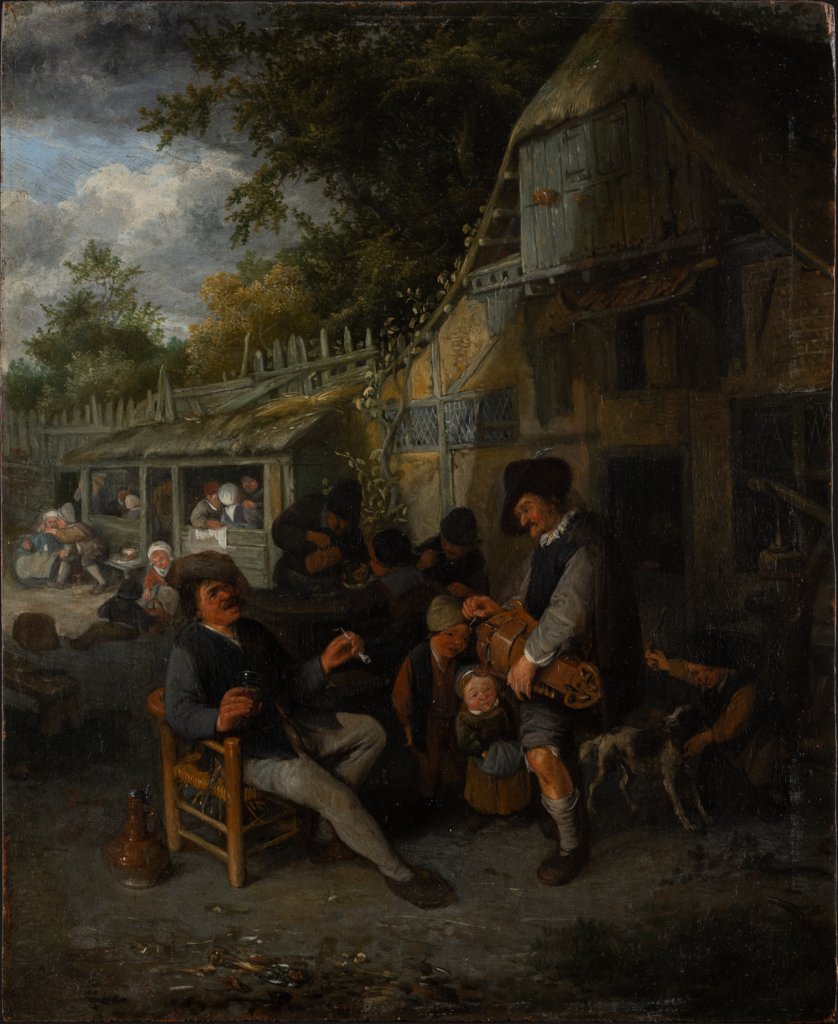 Bauernwirtschaft mit Drehleierspieler, Cornelis Dusart