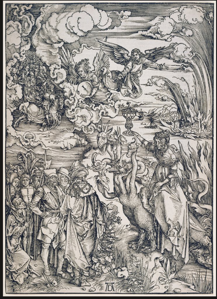 Das babylonische Weib, aus der Folge der Apokalypse, Urausgabe Deutsch 1498, Albrecht Dürer