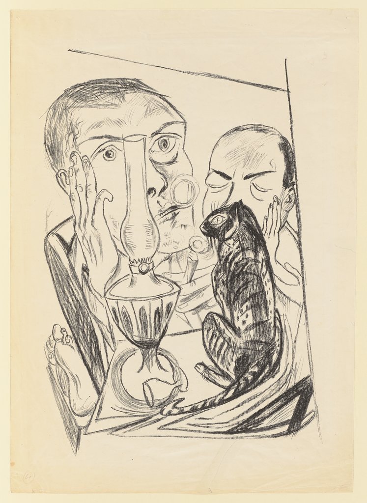 Selbstbildnis mit Katze und Lampe, Max Beckmann
