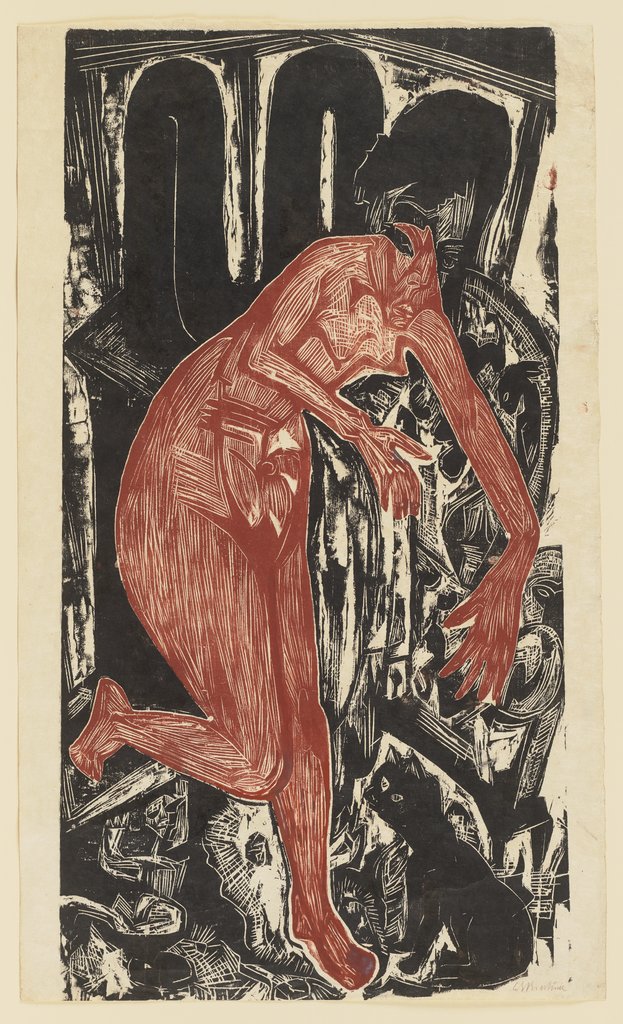 Woman Bathing by the Oven, Ernst Ludwig Kirchner