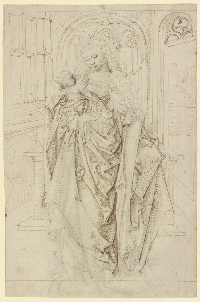 Stehende Madonna mit einer Blume, Master of the Drapery Studies