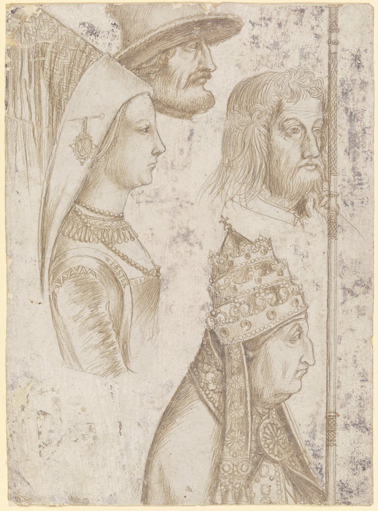 Four studies of heads, Hans Holbein the Elder;  workshop