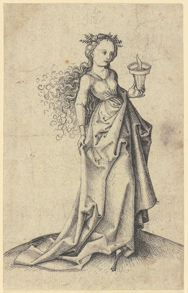 Wise maiden, Martin Schongauer;  workshop, Martin Schongauer;  circle, after Martin Schongauer