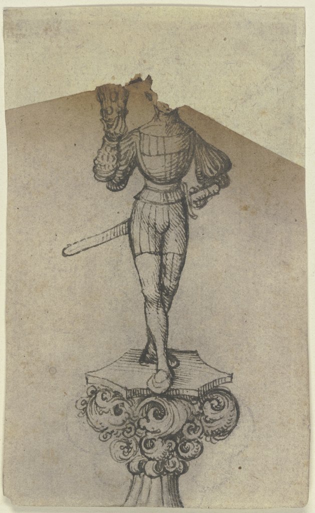 Stehender Jüngling auf gotischem Kapitell, Augsburgisch, 15. Jahrhundert, Meister des angebrannten Skizzenbuches;   ?