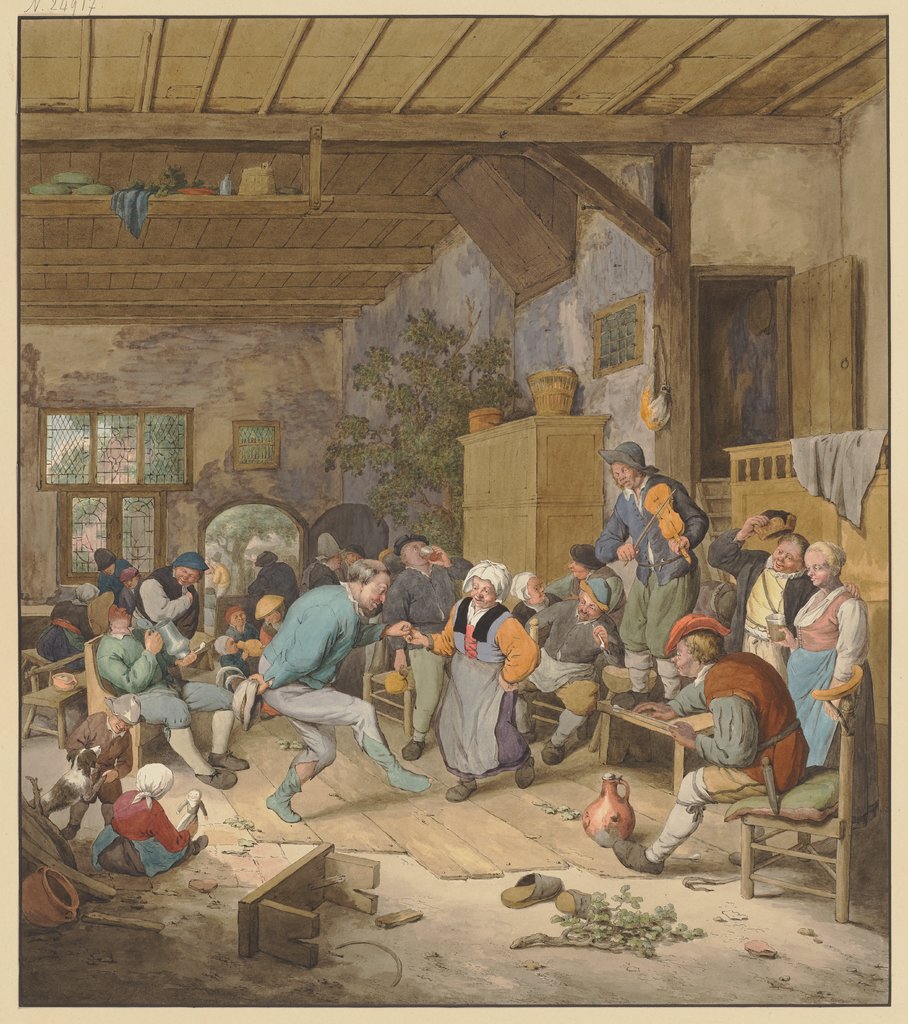 Tanzende Bauern in der Schenke, Regnu, after Adriaen van Ostade