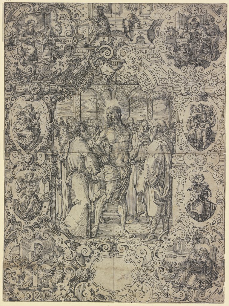 Scheibenriss mit Christus und dem ungläubigen Thomas, Daniel Lindtmayer d. J.