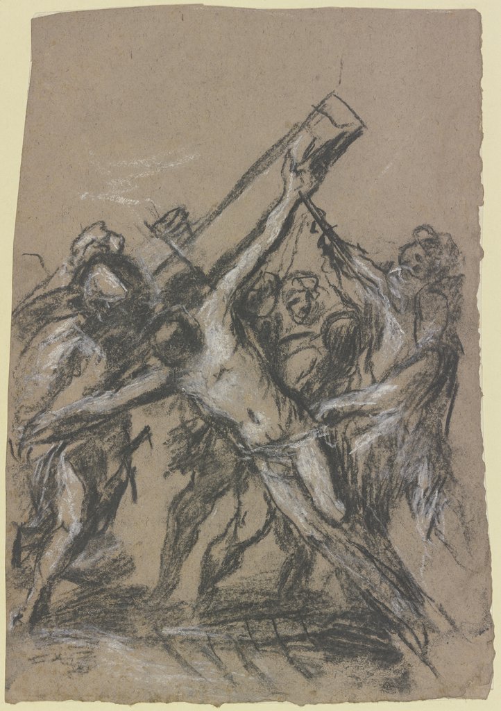 The raising of the cross, Unknown, 16th century, after Christoph Schwarz