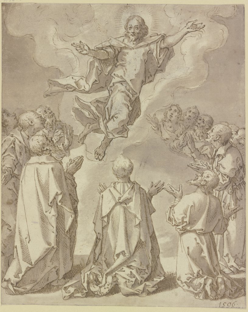 Himmelfahrt Christi im Kreise seiner Jünger, Süddeutsch, 16. Jahrhundert