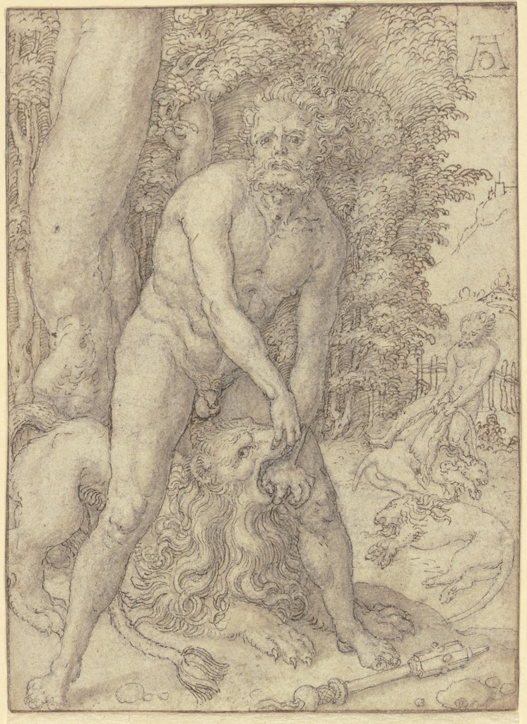 Herkules bezwingt den Nemäischen Löwen, Heinrich Aldegrever