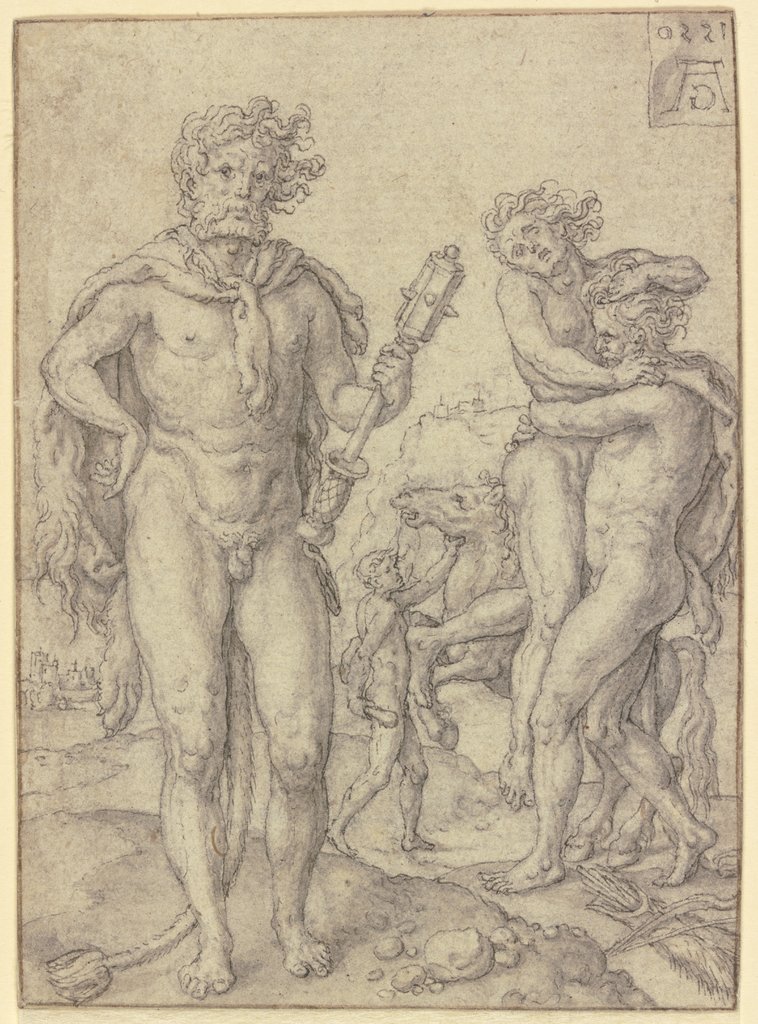 Herkules als Triumphator; Herkules und Antäus; Herkules bändigt die Rosse des Diomedes, Heinrich Aldegrever