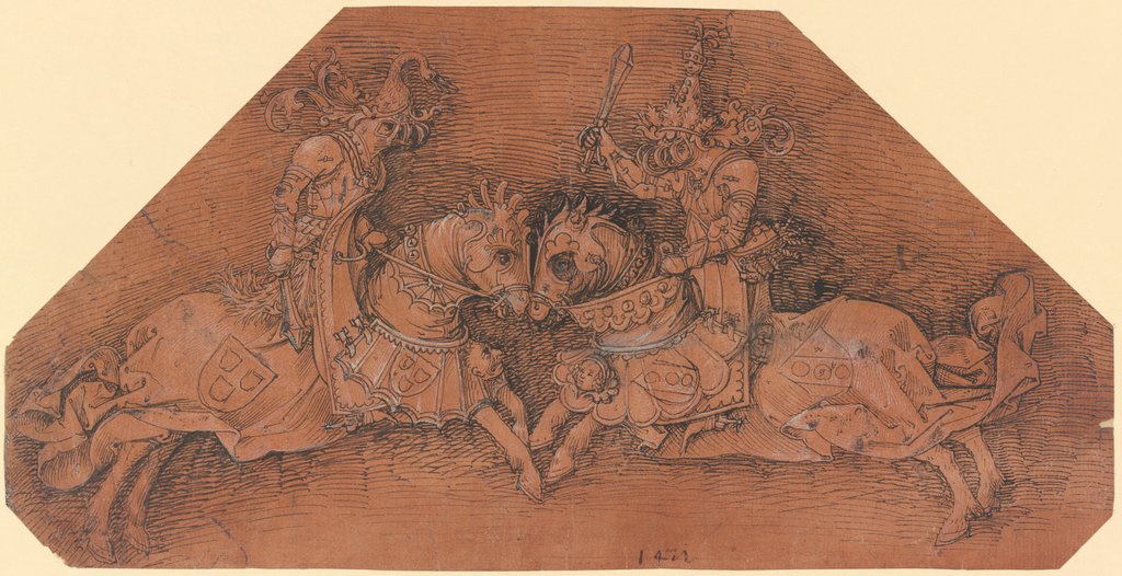 Zwei turnierende Ritter, Mittelrheinisch, 15. Jahrhundert, Hausbuchmeister;  Umkreis ?