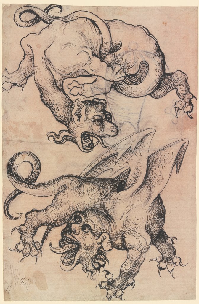 Two dragons, Middle Rhine, 15th century;   ?