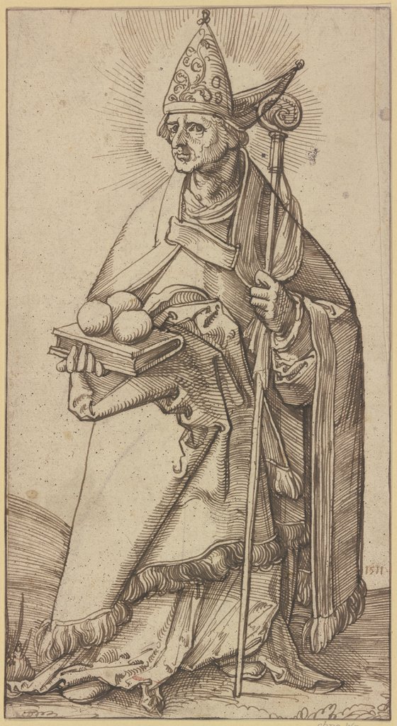 Der Heilige Nikolaus von Bari, German, 16th century, after Hans Baldung Grien