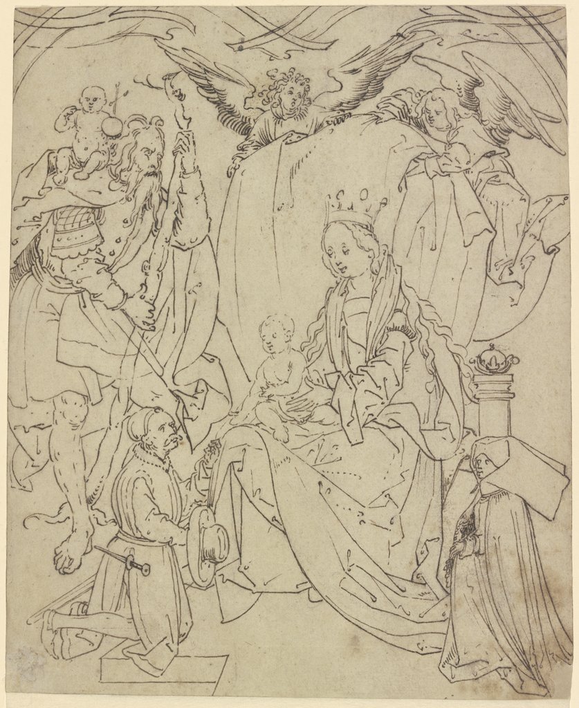Thronende Madonna mit dem Heiligen Christophorus, zwei Engeln und zwei Stiftern, Hans Burgkmair