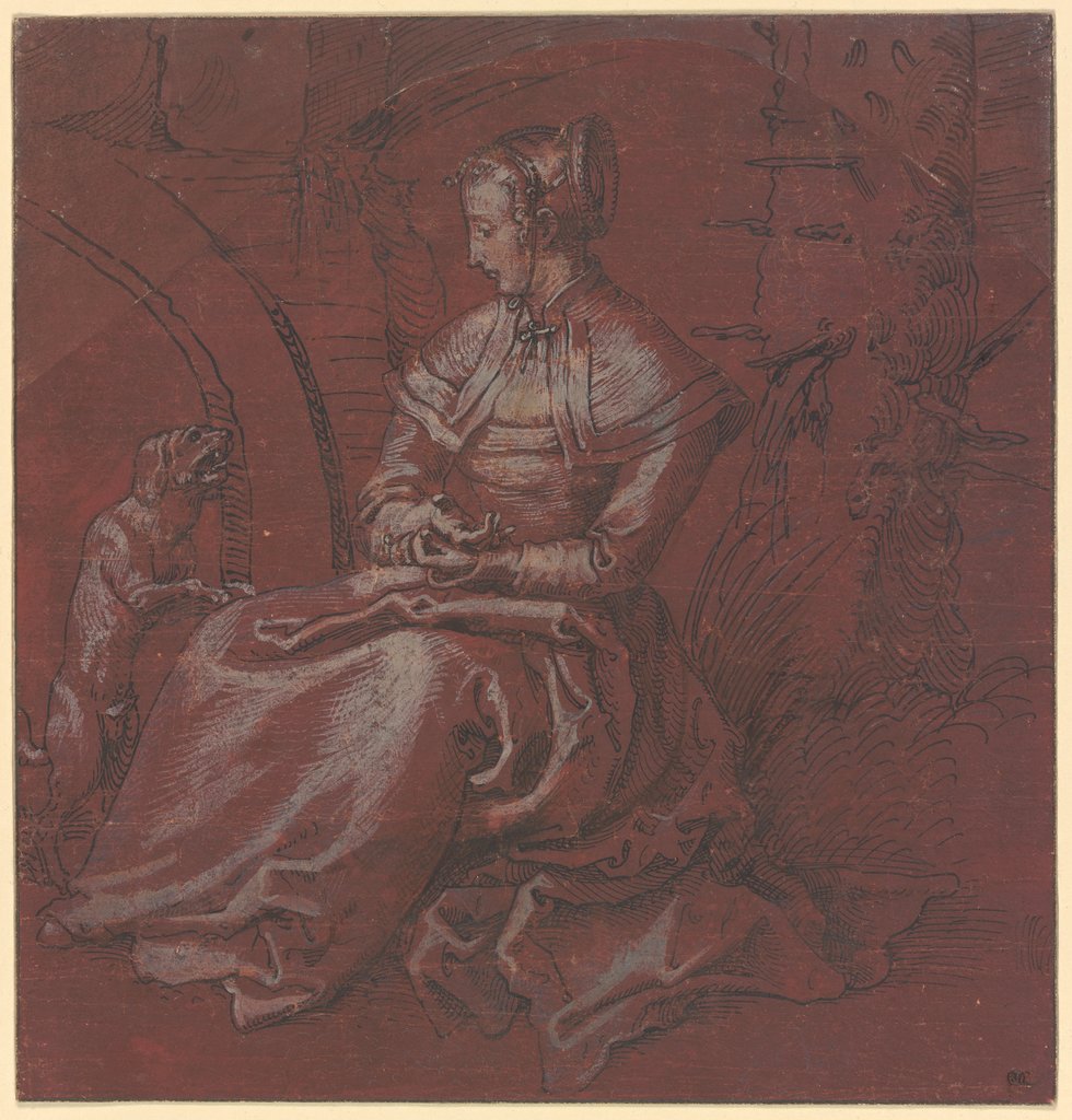 Sitzende Frau mit einem Hund, Niklaus Manuel d. Ä., Peter Paul Rubens
