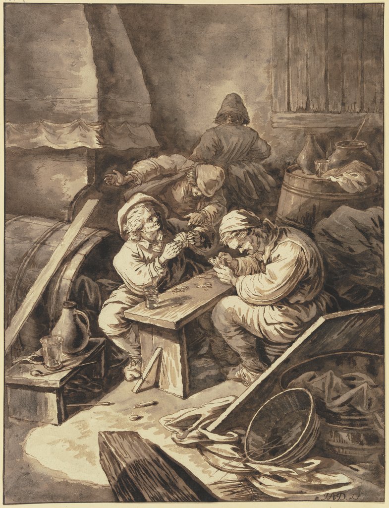 Kartenspielende Bauern in einer Schenke, Johann Albrecht Dietzsch