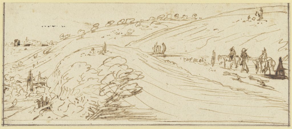 Hilly landscape with road, Hendrik Goudt