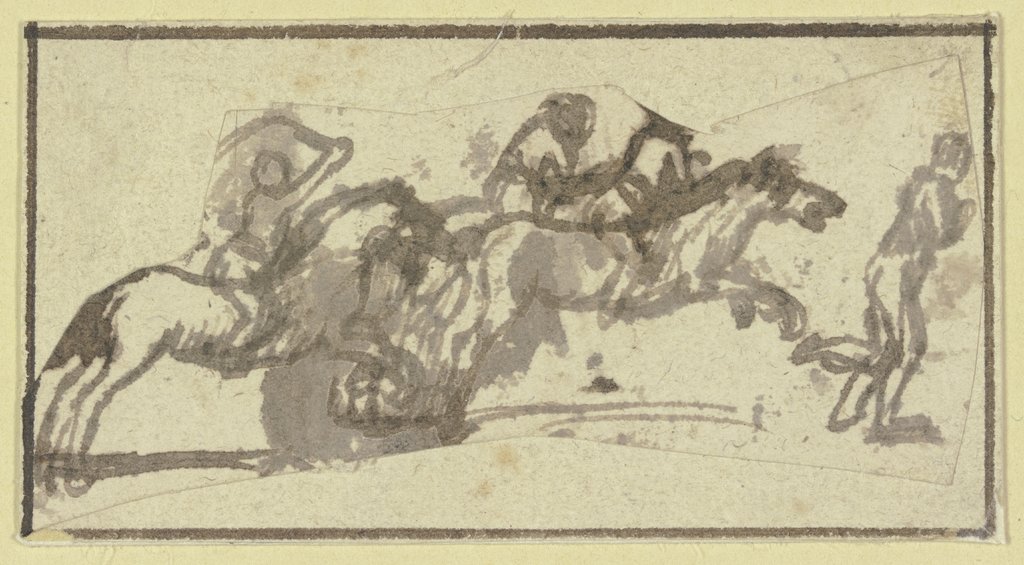 Drei Reiter mit Fußgängern, Hendrik Goudt