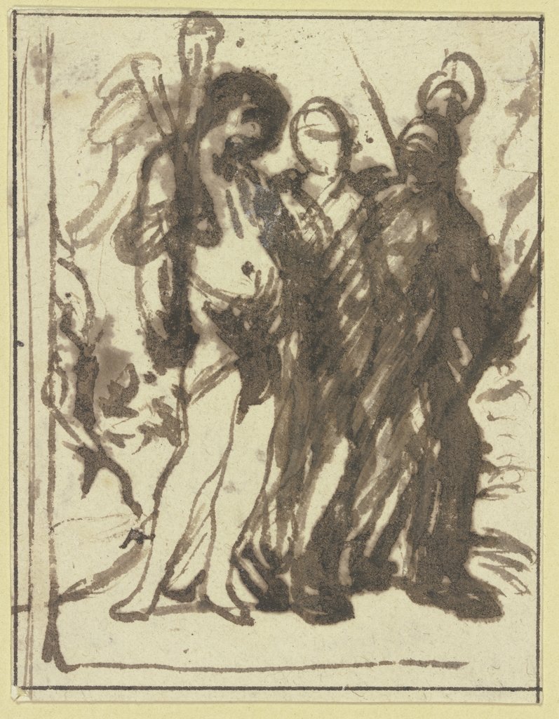 Three female figures, Hendrik Goudt