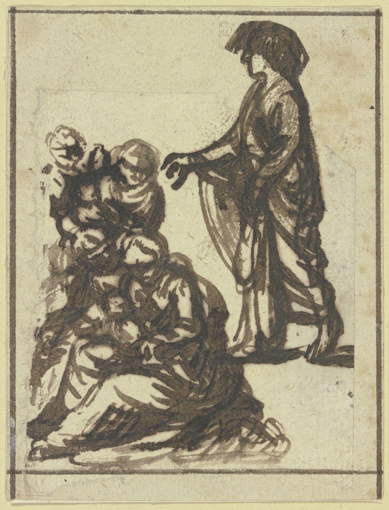 Figurengruppe, vorne zwei am Boden sitzende Frauen, Hendrik Goudt