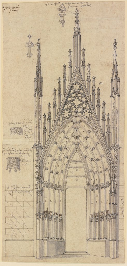 Das nördliche Seitenportal der Westfassade des Straßburger Münsters, Johann Jakob Arhardt