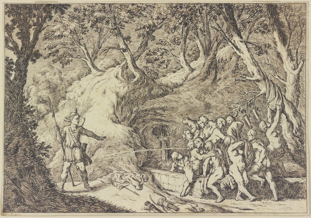 Aktaion überrascht Diana beim Bade im Wald, Unbekannt, 17. Jahrhundert, nach Johann Wilhelm Baur