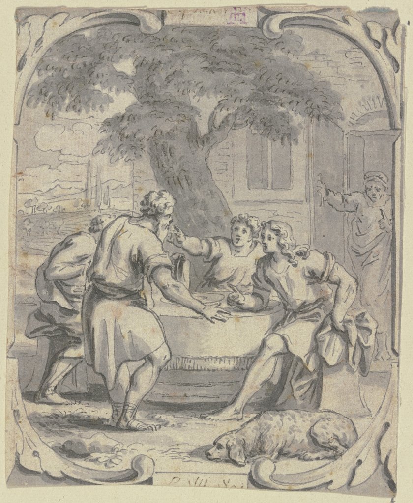Abraham entertains the angels, Johann Jakob von Sandrart