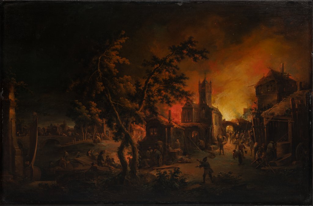 Nächtliche Feuersbrunst, Johann Georg Trautmann
