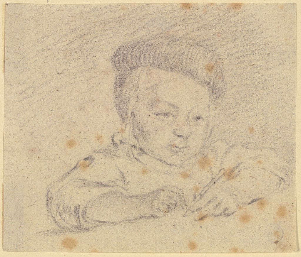 Brustbild eines Kindes, das zeichnend an einem Tisch sitzt, Daniel Chodowiecki