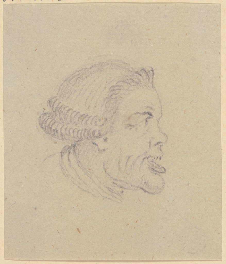 Karikaturartiger Kopf eines Mannes mit vorgeschobenem Unterkiefer, im Profil nach rechts, Daniel Chodowiecki
