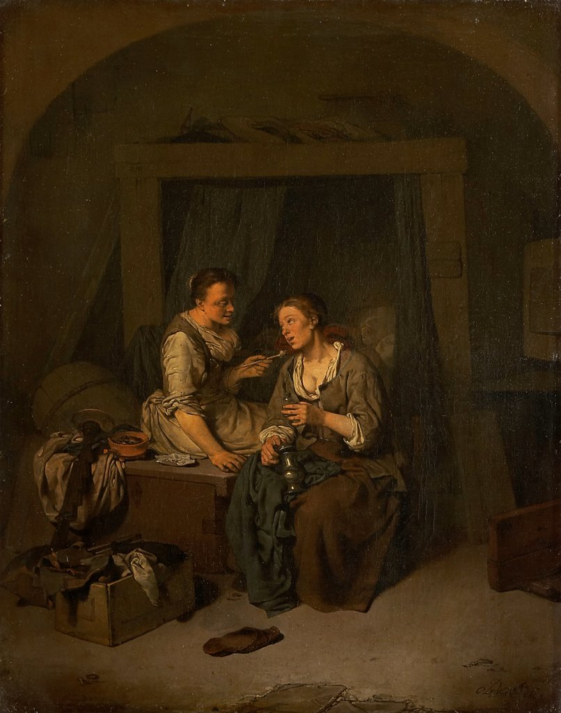Zwei trinkende und rauchende Dirnen, Cornelis Pietersz. Bega