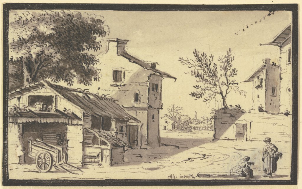 Street in a village, Johann Ludwig Aberli