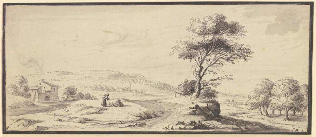 Weite Landschaft mit Bäumen, Johann Ludwig Aberli