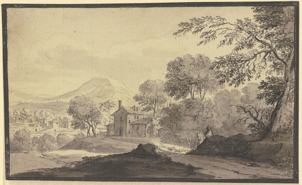 House on a path, Johann Ludwig Aberli