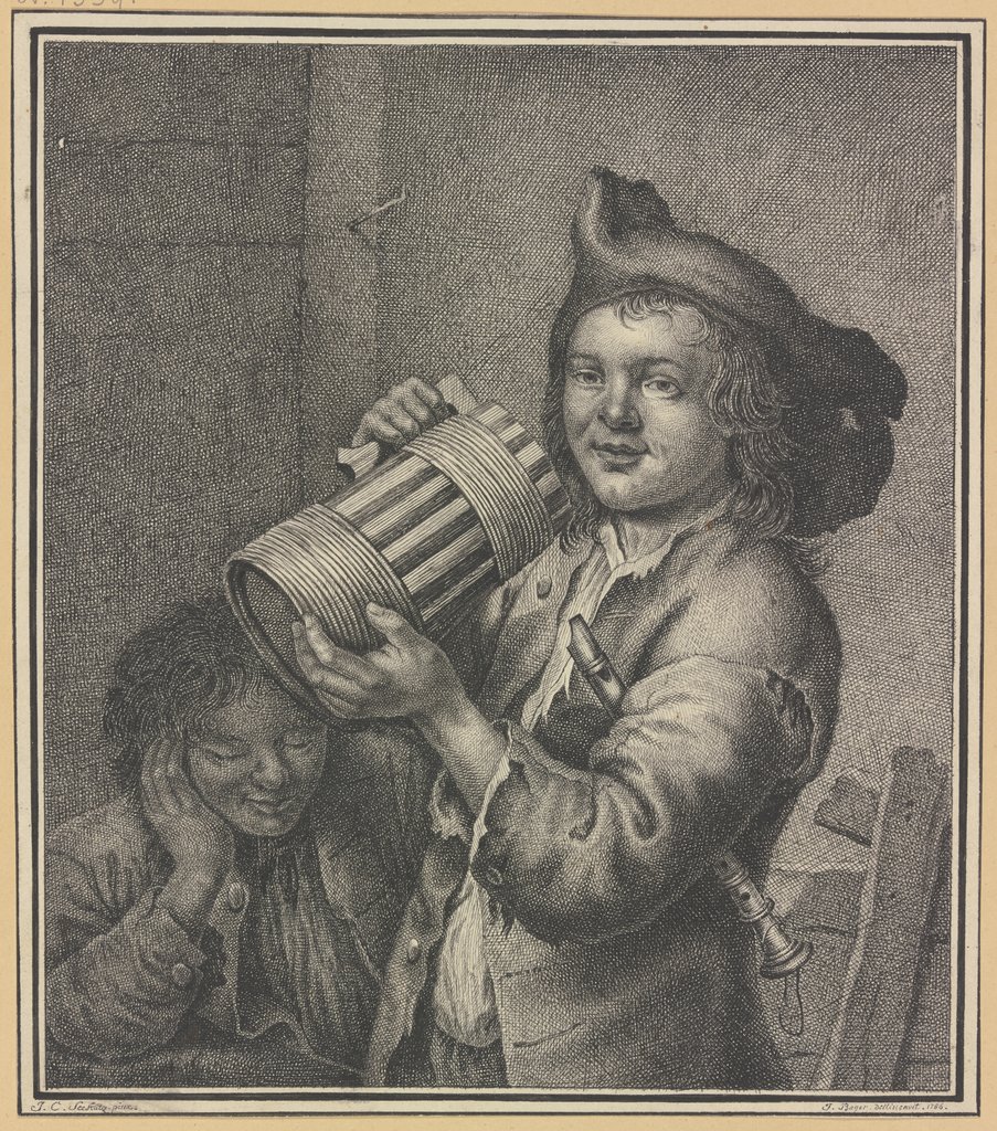 Ein trinkender und ein schlafender Savoyardenknabe, Isaak Bager, nach Johann Conrad Seekatz