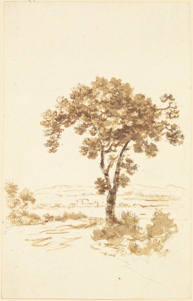 Landschaft mit einem Baum im Vordergrund, Friedrich Wilhelm Hirt